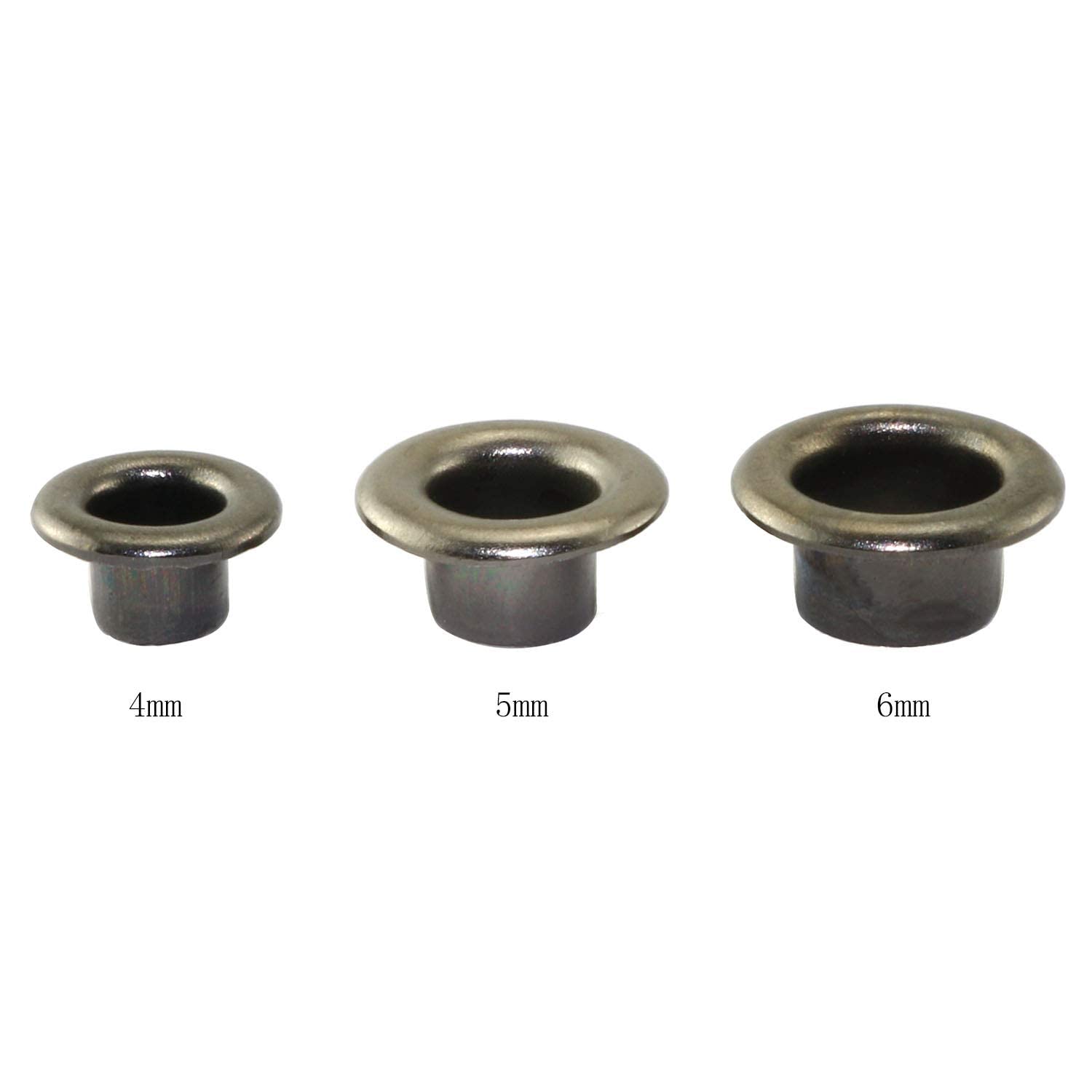 RLECS 10000pcs 6mm Black Metal Eyelets Round Inner Hole Grommets DIY Rivet Leathercraft Accessories Air-Hole for Shoes Belt Bag Tag Clothes Scrapbook