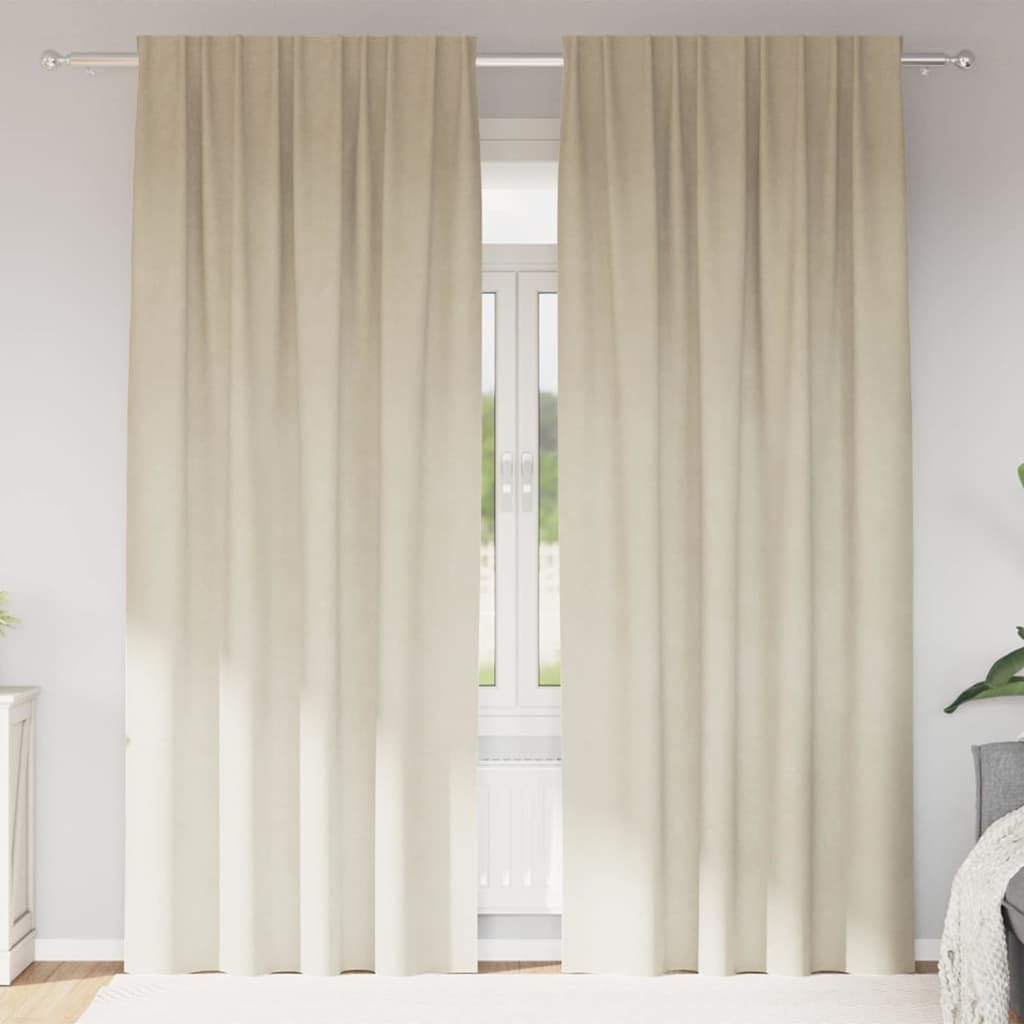 Cortinas opacas de terciopelo crema, 2 unidades, 140 x 245 cm, con ojales y trabillas, cortinas opacas para salón, dormitorio, habitación infantil, térmica, protección contra el frío, fácil de