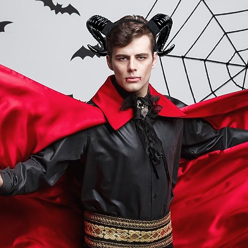 Orgoue Devil Horns Headband, Black Horn Devil Costume Accessory Witch Horn Headpiece for Women Men for Halloween Cosplay