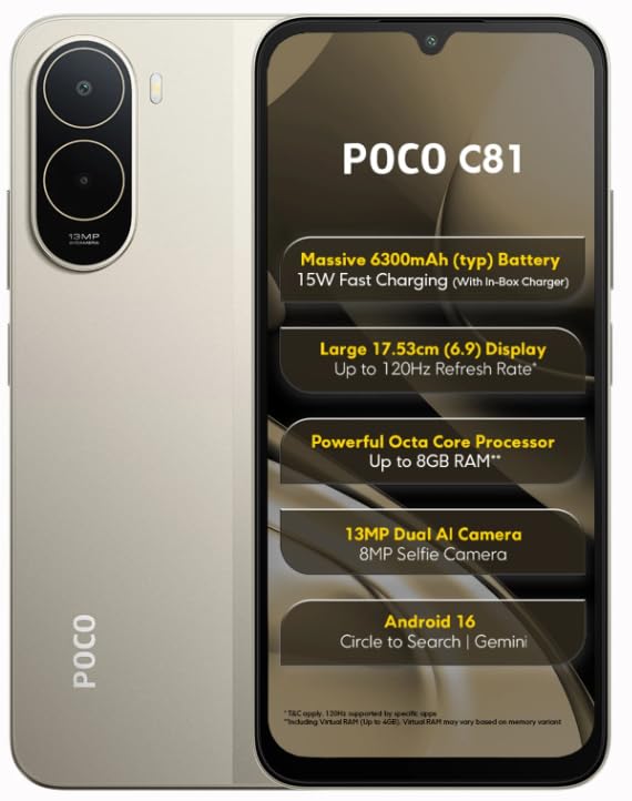 Image of POCO C81, Sunset Gold (4GB, 64GB)