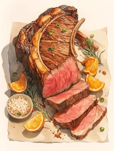 Kit peinture diamant 5D steak dessin animé : créez votre décoration murale en strass 40x50cm