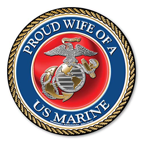 Imán circular orgullosa esposa de un marine 5x5 in