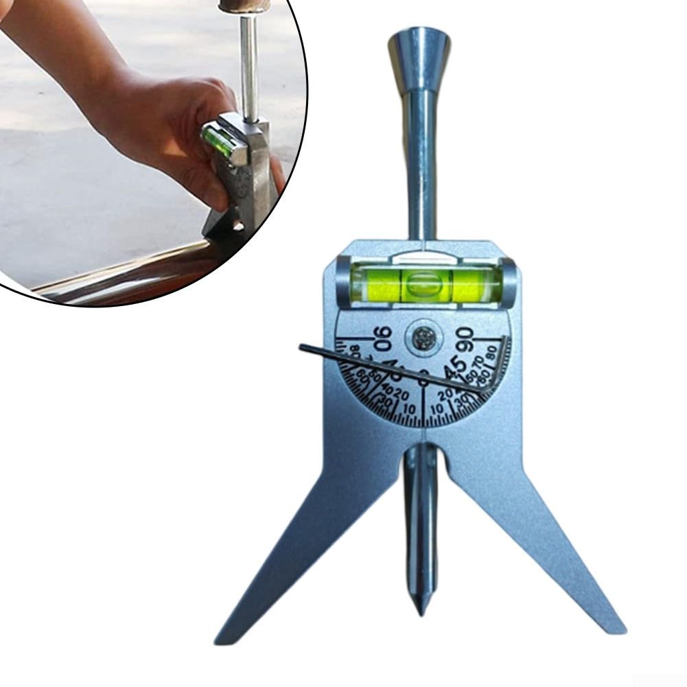 Professionelles Rohrform-Layout-Werkzeug mit verstellbarem Winkelmesser und gehärtetem Zentrierstift für präzise Markierung auf Stahlrohren mit minimalem Durchmesser von 1,2 cm in Silberton