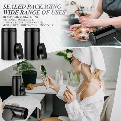 Image of Patelai 4 Pcs Plastic Jars Wide Mouth with Lids,32 Ounce,Pure Black