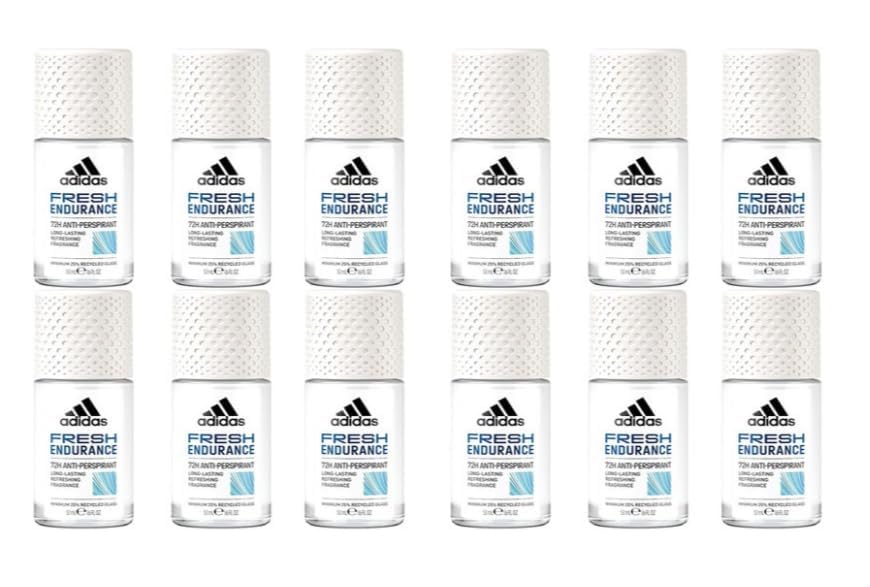 12x adidas FRESH ENDURANCE Deo Roll-On Anti-Transpirant 72H Extra Frische,Extra langanhaltende Frischearomatisch-zitrischen Duftnoten Schutz gegen starkes Schwitzen & Körpergeruch 50ml (12er Pack)