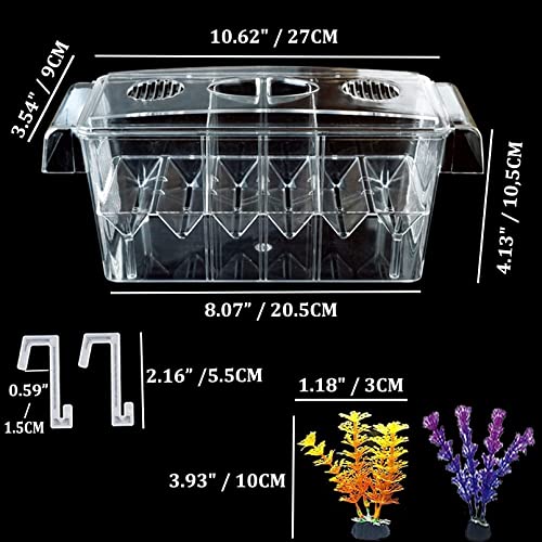 Pinvnby Fish Breeding Box Aquarium Acrylic Fish Isolation Breeder Box Acclimation Hatchery Incubator Box With Suction Cups For Baby Fishes Shrimp Clownfish Aggressive Fish And Guppy #TOP1