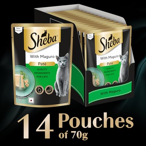 Image of Sheba Pate Adult Wet Cat Food, Maguro, 14 x 70g, Soft Pate Texture, Hydrating Food Crafted Ingredients, Balanced Nutrition for Healthy Cats