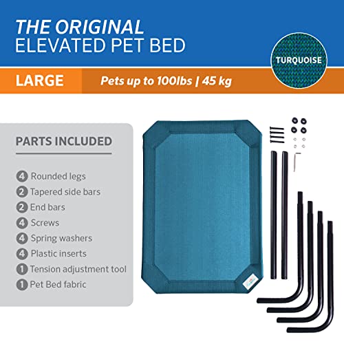 Image of Coolaroo Original Elevated Dog Bed - Breathable Off-The-Ground Pet Bed with Cooling Fabric, Joint Relief & Moisture-Resistant Fabric, 100% Recyclable, Easy Clean, Turquoise, Large