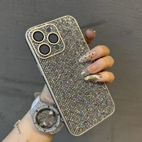 Coque iPhone 14 antichoc cuir pailleté argent étui protection