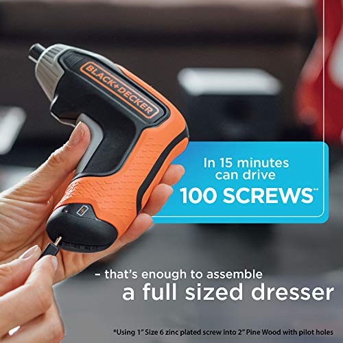 BLACK+DECKER 4V MAX Cordless Screwdriver, Fast Charge, 1-Inch Assorted Bits (BCF611CBAPB)