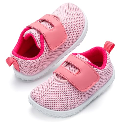 Image of nerteo Toddler Wide Toe Walking Shoes Girls Barefoot Shoes Breathable Lightweight Tennis Shoes