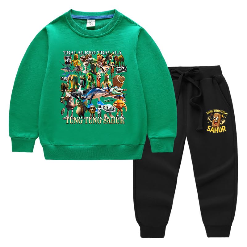 Chándal Italian Brainrot Niños 2 Piezas – Conjunto de Ropa Deportiva con Sudadera y Pantalones, Estilo Tung Tung Tung Sahur, Ropa Casual para Niños y Niñas