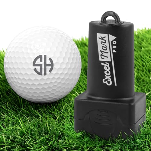 ExcelMark Custom Golf Ball Stamp for Easy Marking and Identification of Golf Balls - 4 Colors and 11 Number of Designs Available (Bold Monogram)