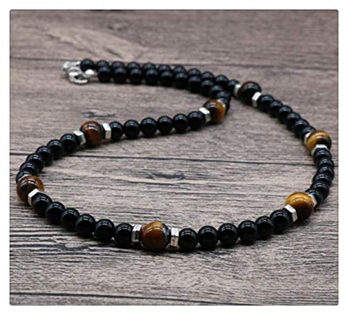 AdorabFruit Présent Pendentif Presente Collar de Piedra Chakra Collar Hombres Naturales de Lava Punk Gargantilla Collar Tribal for el Marido (Metal Color : Style 4) Cover