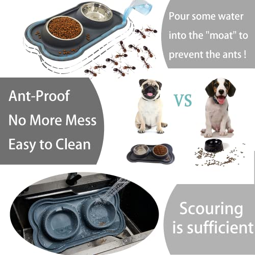 Dog Bowls With Mat,Tilted Cat Bowl Set With Silicone Mat For Food And Water,Non-Slip Pet Dishes Set For Cats & Small Medium Dogs,Slow Feeder Dog Bowl Anti Gulping,Collapsible Dog Bowls #TOP4