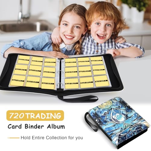 Image of Card Binder for MTG /TCG,9 Pocket Trading Card Binder for YGO /PTCG,Holds 720 Cards,Collector Card Album for Standard Game Cards,Toys Gifts(Blue)