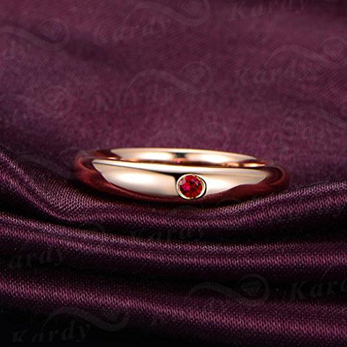 Bague de fiançailles en rubis véritable et or rose, le cadeau de mariage idéal - 4