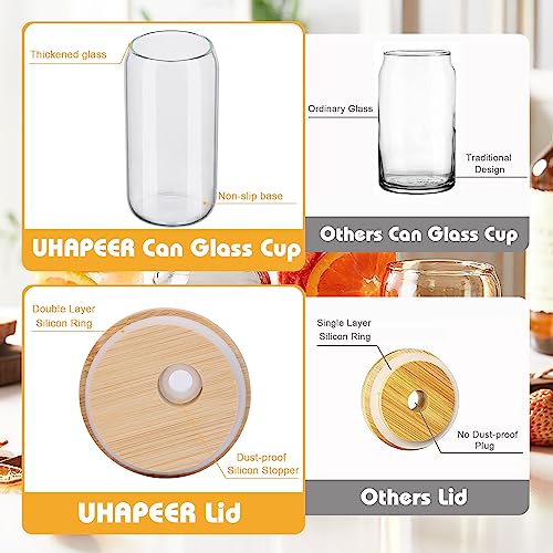 UHAPEER 2 Pack Can Shaped Glass Cup with Bamboo Lids & Glass Straw, 19oz/550ml Drinking Glasses Cup - Image 3