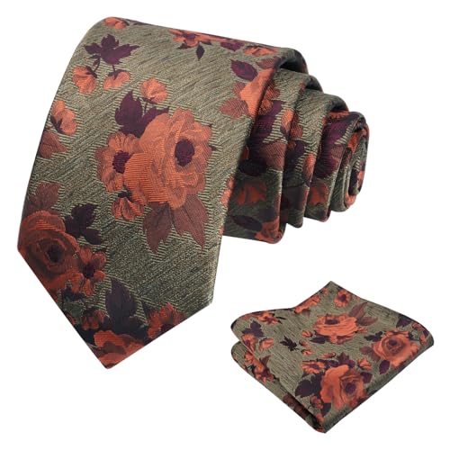 Image of Alizeal Mens 3.15'' Colorful Flower Pattern and handkerchief Necktie Set