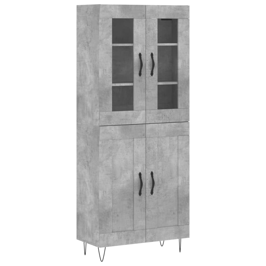 vidaXL Witrynka, szarość betonu 69,5x34x180 cm materiał drewnopochodny, kredens, komoda z szufladami, szafka do przedpokoju, szafka, komody do salonu