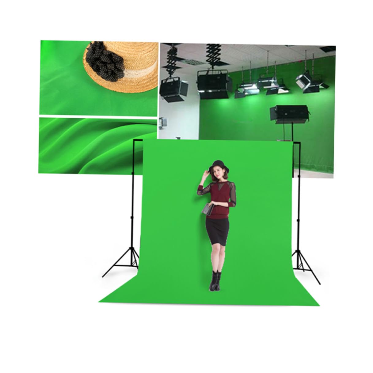 iplusmile Sfondo Fotografico Verde 1,6x3 M, Sfondo per Foto Ritratto a Tinta Unita, Telo per Riprese Video e Fotografia, per Studio Fotografico e Uso Professionale e Amatoriale