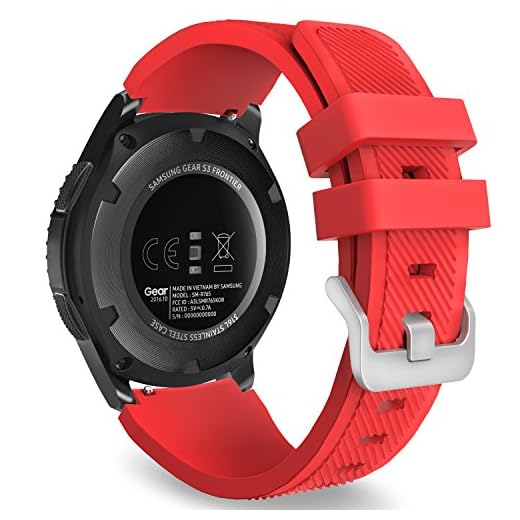 MoKo Gear S3 Frontier Smartwatch Bracelet en Silicone Souple pour Samsung Galaxy Watch 46mm/Gear S3 Frontier/S3 Classic/Moto 360 2nd Gen 46mm Smart Watch,Pas Compatible avec S2,S2 Classic, Rouge