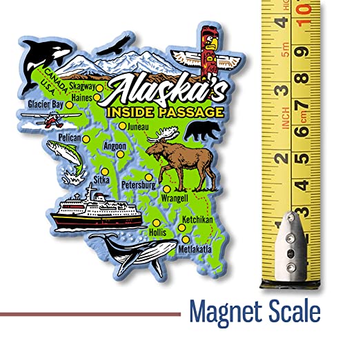 Imán de mapa Alaska's Inside Passage, 4.2 x 3.3 pulgadas miniatura 2
