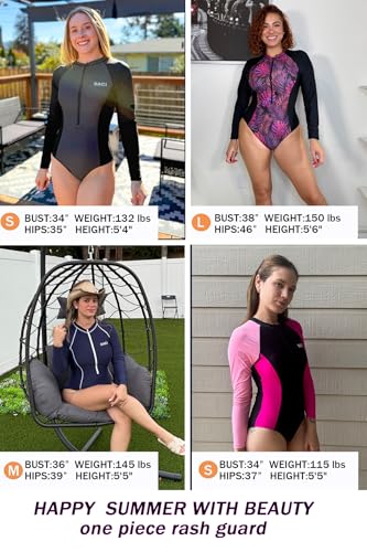 Image of Daci Women One Piece Long Sleeve Swimsuits Rash Guard Built in Bra UPF 50+