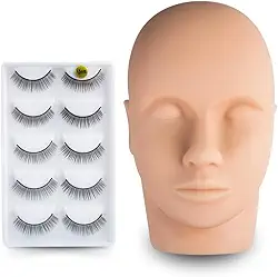 Kit Treino Lash Designer Manequim Cabeça + Cartela de Cílios