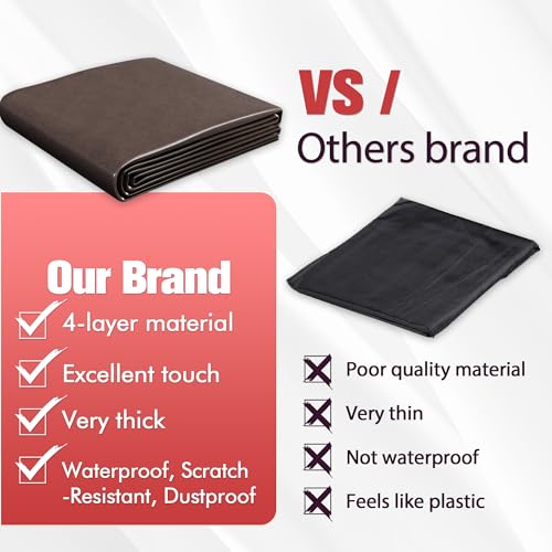 iEsstros 8.5ft Pool Table Cover 8.5ft with Pool Table Brush Billiard Table Covers Outdoor Leather Pool Table Cover Waterproof for Protecting Pool Table Felt -Brown