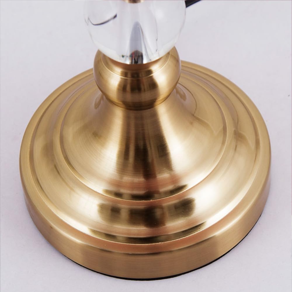 XINYASEE Lampada da comodino classica, paralume in tessuto e corpo in cristallo, E27, lampada da tavolo, soggiorno e camera da letto, rosso, oro (Rosso)