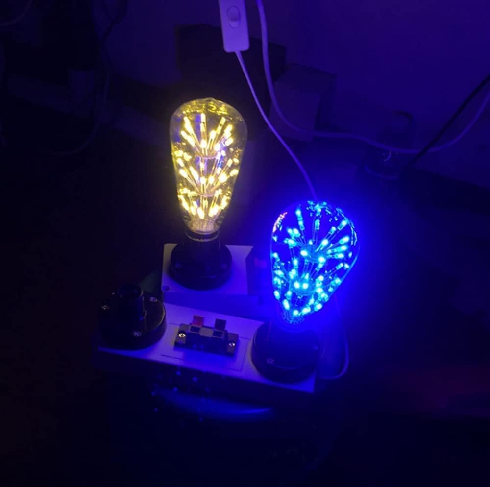 Juego de 2 bombillas LED edison, bombillas retro fuegos artificiales e27 220V 3W bombillas decorativas para fiestas en Navidad en casa (C multicolor)