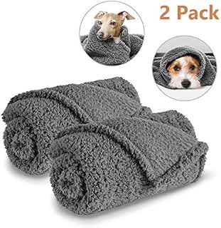AIPERRO 2 Pack Premium Fluffy Fleece Dog Blanket, Soft and Warm Gray Pet