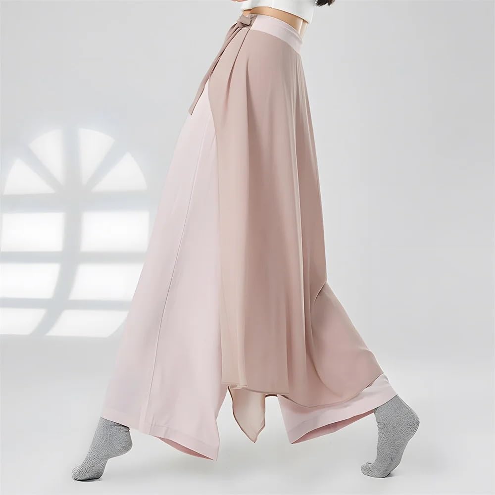 Pantalón de Baile Moderno for Mujer, Pantalones Holgados de Gasa de Pierna Ancha de Cintura Alta, práctica for Mujer