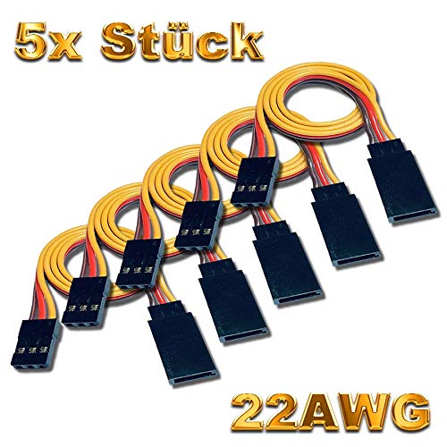 Preisvergleich Produktbild VUNIVERSUM 5X Stück Premium 30cm Servo Verlängerung Servokabel Verlängerungskabel Male auf Female JR Graupner Futaba kompatibel Stecker Buchse 22AWG Kabel von Mr. Stecker Modellbau®