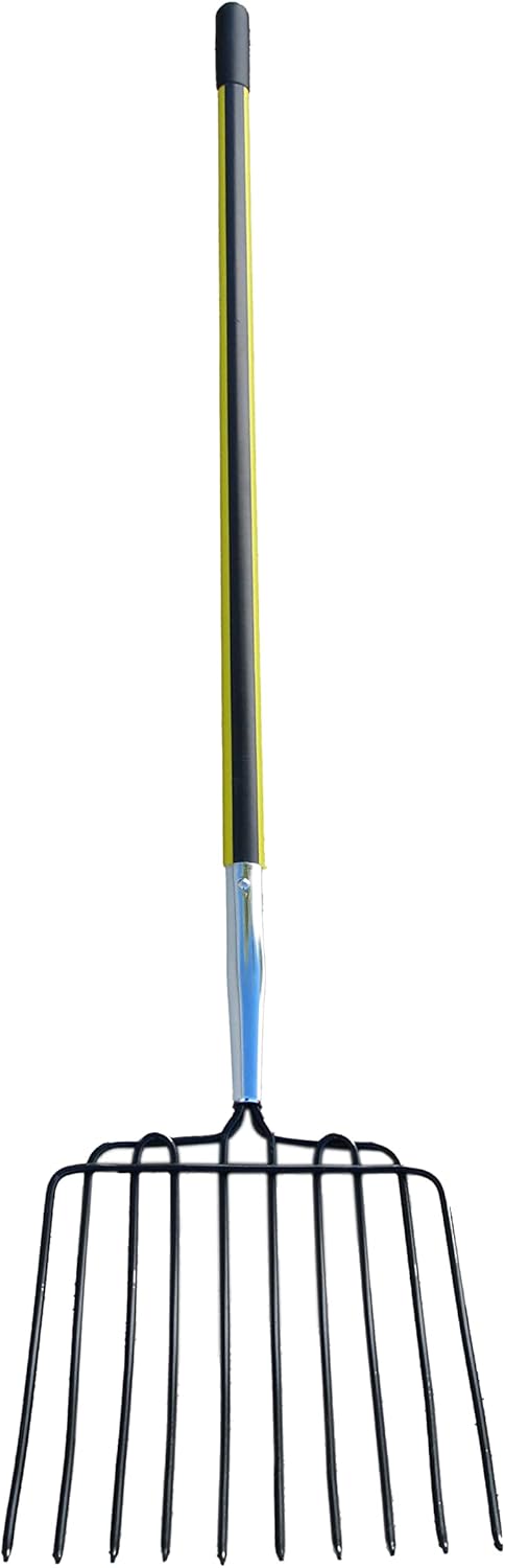10 Tines Bedding Fork with Long Deltaic Fiberglass Handle! Assembled in USA!