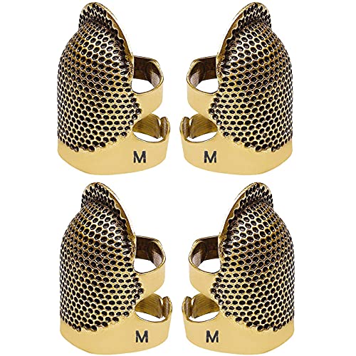 CeAnGye - Sewing Thimbles, 4PCS Metal Thimbles for Sewing, Durable Finger Protector for Needlework, Embroidery, Quilting Accessories for Protecting Finger