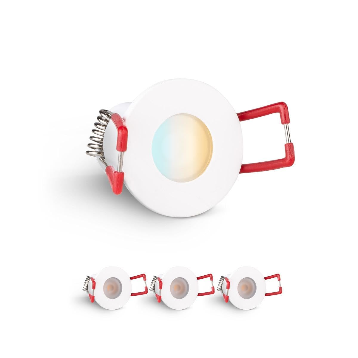 LongLife LED 4er Set Einbaustrahler Mini 3W CCT 2700K-6500K 2700K weiß RAL 9016 IP65 Dimmbare Strahler für Terrassenüberdachung, Carports, Dachüberständen