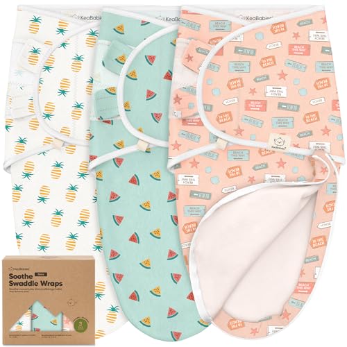 Image of Baby Swaddle Sleep Sacks with Zipper - 3-Pack Swaddles for Newborns 0-3 Months, Infant, Baby Girls, Boys, Soft & Durable Newborn Sleep Sack, Easy Diaper Change Swaddling Blanket (Beach Day, OS)