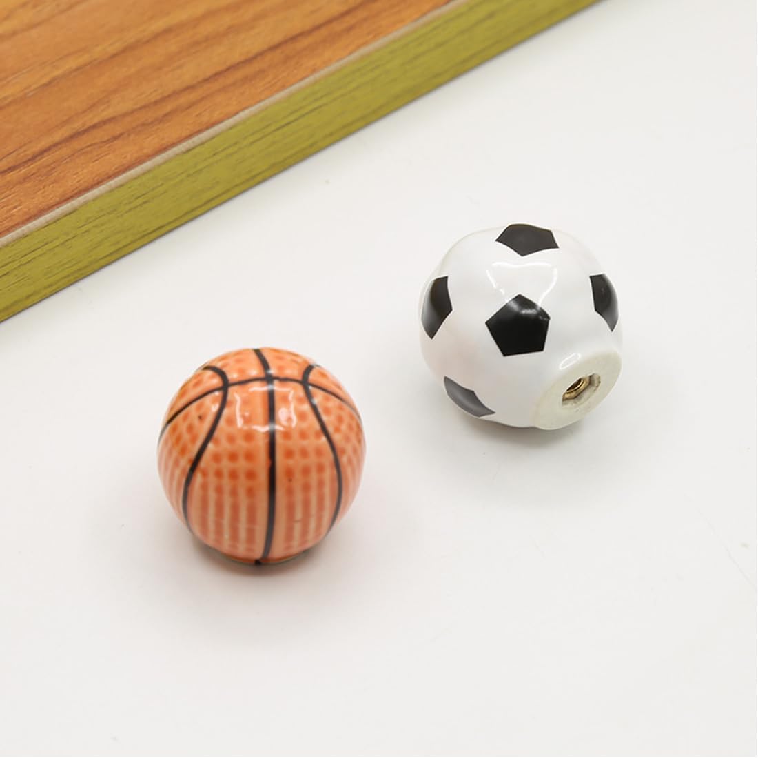 Ceramic Basketball Dresser Knobs, [8 Pack] Decor Basket-Ball Drawer Pulls, Kitchen Furniture Ball Knobs for Boys Drawer/Cupboard/Cabinet/Closet