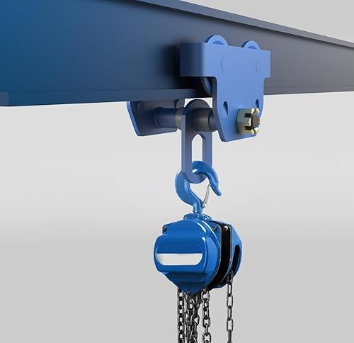 Miniatura 6 de CPROSP Carro de haz manual de 3 toneladas, capacidad de 6613 libras con ruedas dobles y ancho ajustable de 3-6 pulgadas para vigas en I. Carro de