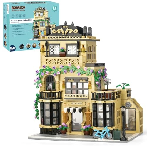Blocos de Montar Construção Brinquedo STEM Arquitetura Edifício Casa de Café DIY 4.9mm Compatível (1443 Peças)