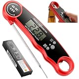 Termometro Cocina de Lectura Instantánea, Meat Thermometer Digital con Pantalla Retroiluminada, IPX6 Impermeable, °C/°F, Magnético, Sonda Plegable para Carne, Barbaco, Comida y Líquidos