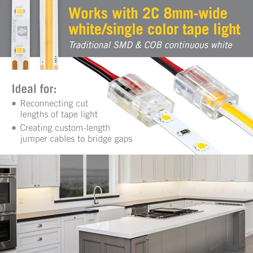 Image of Armacost Lighting 566021 White /Single Color LED Wire to Tape Connector - 18 Pk