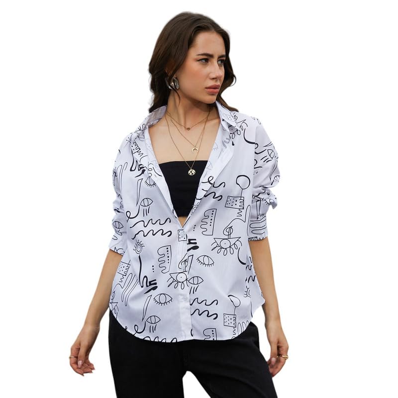 Image of PINACOLADA Women's Solid Oversized Shirt for Casual Wear | Spread Collar | Long Sleeve | Button Closure | Oversized Shirt Crafted with Comfort Fit for Everyday Wear