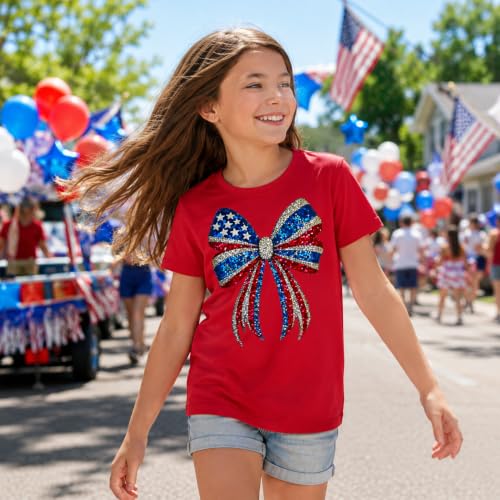 Image of 4th of July Shirts for Girls Patriotic American Flag Kids Clothing