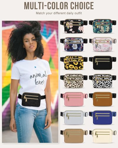 Image of Fanny Packs for Women 4 Zip Pocket Crossbody Belt Bag Waist Bags | Waterproof, Fashion Waist Pack, Crossbody Bags for Women, with Adjustable Strap, for Workout,Running,Traveling(Black Camo,L)