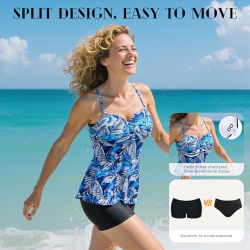 Century Star 2025 Two Piece Womens Tankini Swimsuits Modest Tankini Bathing Suit Tops with Shorts Tummy Control Swimwear3