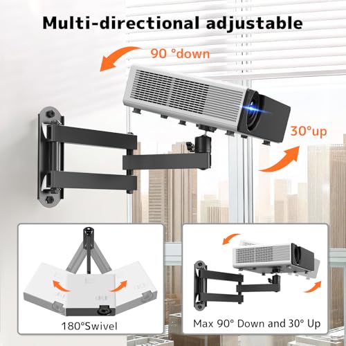 PUTORSEN Universal Beamer Wandhalterung, Falbar & 360° Drehbar, Projektor Wandhalterung für 1/4 Zoll, M4, M6 Schrauben - Für Heimkino, Gaming, Büro