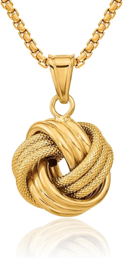 IceCarats 14K Solid Yellow Gold Love Knot Necklace Chain Pendant Charm